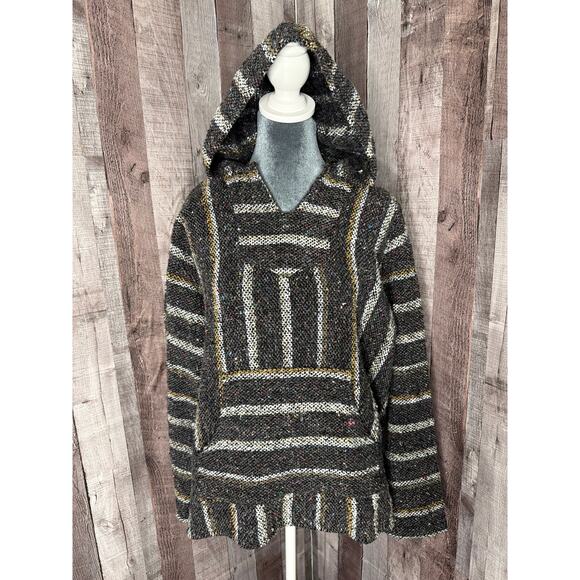 Unbranded Other - Mexican Baja Hoodie Gray Black Drug Rug Pocket Men’s size Medium